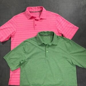 LOT of 2 Walter Hagen Golf Polo Shirt Men's S Performance Green Pink 11 Majors